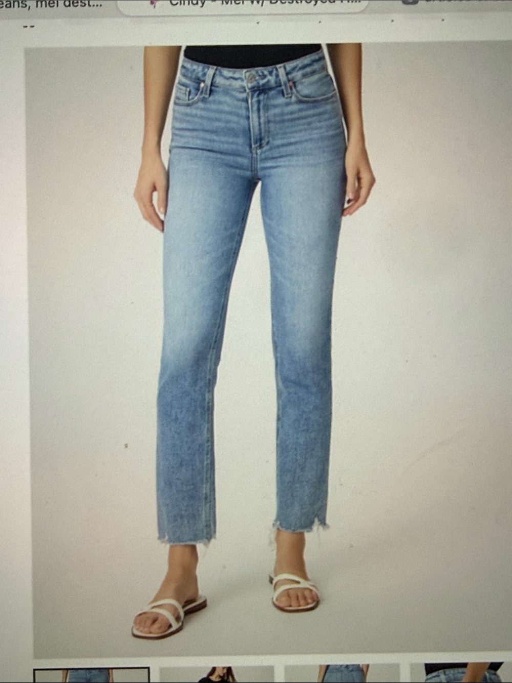 PAIGE Cindy Mel Destroyed Hem Light Blue Jeans